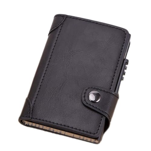 ONDIAN Kreditkartenetui Anti-Diebstahl-Swipe-Kartenetui, Kartenhalter, Kartenetui, PU-Leder-Kartenetui für Frauen Männer (Farbe : Black, Size : 7x9.8x1.8cm) von ONDIAN