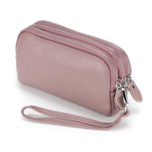 ONDIAN Lange Geldbörse Damen Damen-Clutch-Tasche, dreifacher Reißverschluss, Handgelenk-Ledertasche, Lange Geldbörse Damen Geldbörse (Farbe : Taro Purple, Size : 18.5x10.5x5.5cm) von ONDIAN