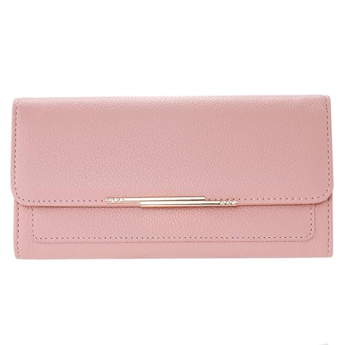 ONDIAN Lange Geldbörse Damen Damen-Geldbörse, Damen-Geldbörse mit Mehreren Kartenpositionen und Clip-Geldbörse Damen Geldbörse (Farbe : Rosa, Size : 19.9x9x3cm) von ONDIAN