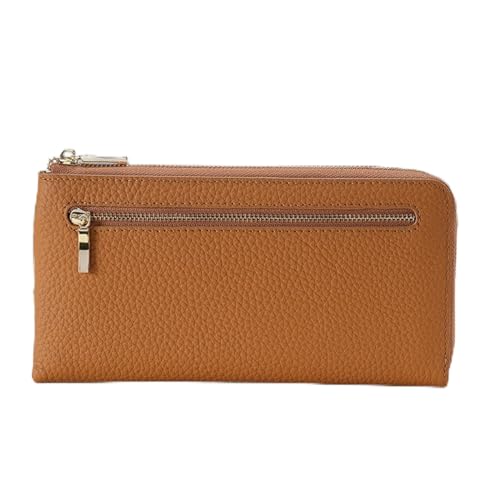 ONDIAN Lange Geldbörse Damen Damen-Geldbörse, lang, RFID-Anti-Diebstahl-Bürsten-Leder-Geldbörse, Clutch-Geldbörse Damen Geldbörse (Farbe : Braun, Size : 20x11x1.5cm) von ONDIAN