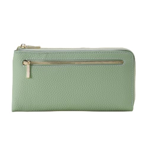 ONDIAN Lange Geldbörse Damen Damen-Geldbörse, lang, RFID-Anti-Diebstahl-Bürsten-Leder-Geldbörse, Clutch-Geldbörse Damen Geldbörse (Farbe : Light Green, Size : 20x11x1.5cm) von ONDIAN