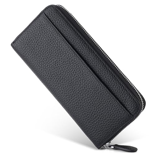 ONDIAN Lange Geldbörse Damen Damen-Geldbörse, lang, mit Mehreren Kartenpositionen, Münzgeldbörse, Clutch Damen Geldbörse (Farbe : Black, Size : 20.2x10x3cm) von ONDIAN