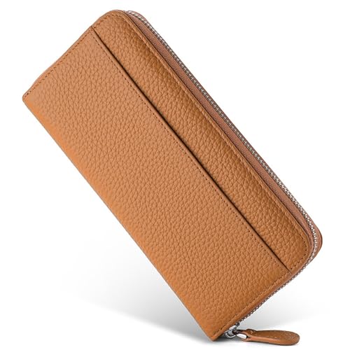 ONDIAN Lange Geldbörse Damen Damen-Geldbörse, lang, mit Mehreren Kartenpositionen, Münzgeldbörse, Clutch Damen Geldbörse (Farbe : Light Brown, Size : 20.2x10x3cm) von ONDIAN