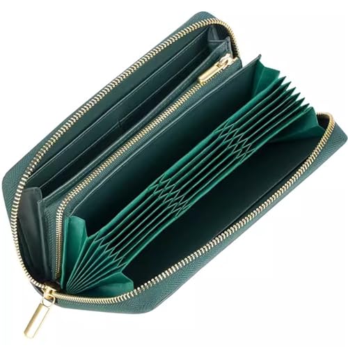 ONDIAN Lange Geldbörse Damen Damen-Geldbörse aus Leder mit langem Reißverschluss, Clutch aus Leder mit Reißverschluss Damen Geldbörse (Farbe : Grün, Size : 20x10x3cm) von ONDIAN