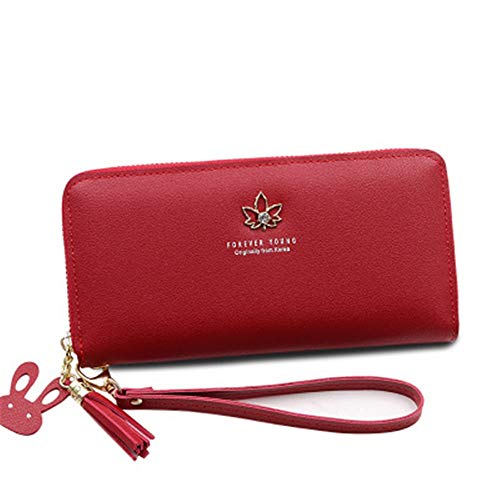 ONDIAN Lange Geldbörse Damen Damen Lange Kupplung Reißverschluss Litschiblatt Handytasche Damen Geldbörse (Farbe : A, Size : 23x18.5x3.5cm) von ONDIAN