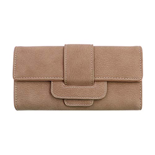 ONDIAN Lange Geldbörse Damen Dreifach gefaltete Damen-Geldbörse mit Retro-Lychee-Muster, Lange Kupplung Damen Geldbörse (Farbe : F, Size : 20x18.5x3.5cm) von ONDIAN