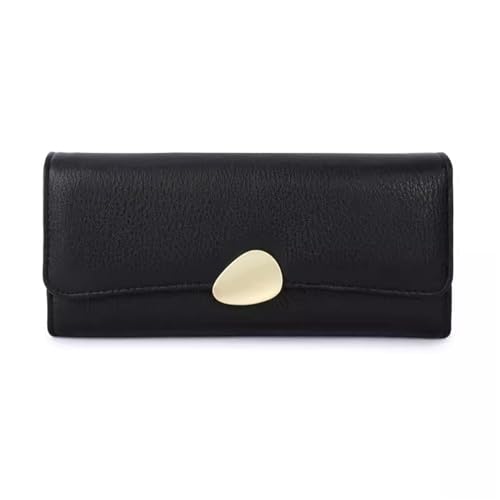 ONDIAN Lange Geldbörse Damen Einfache Lange Brieftasche aus Leder for Damen, Faltbare Clutch-Tasche, Münzgeldbörse Damen Geldbörse (Farbe : Black, Size : 19.1x9.4x3.8cm) von ONDIAN