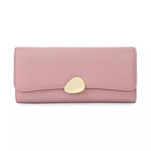 ONDIAN Lange Geldbörse Damen Einfache Lange Brieftasche aus Leder for Damen, Faltbare Clutch-Tasche, Münzgeldbörse Damen Geldbörse (Farbe : Rosa, Size : 19.1x9.4x3.8cm) von ONDIAN