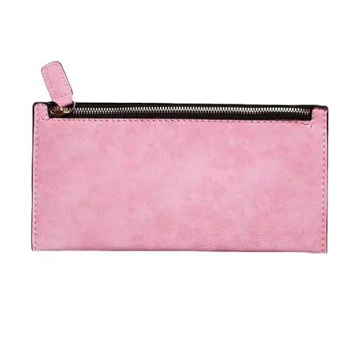 ONDIAN Lange Geldbörse Damen Einfache Lange Brieftasche for Damen, dünner Reißverschluss, Leder-Geldbörse, Clutch, Kartentasche Damen Geldbörse (Farbe : Rosa, Size : 22x11x0.5cm) von ONDIAN