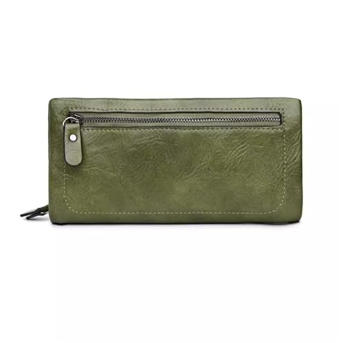 ONDIAN Lange Geldbörse Damen Geldbörse for Damen, lang, Vintage-Stil, mit Reißverschluss, Geldklammer, Clutch, Geldbörse Damen Geldbörse (Farbe : Grün, Size : 20x10x4cm) von ONDIAN