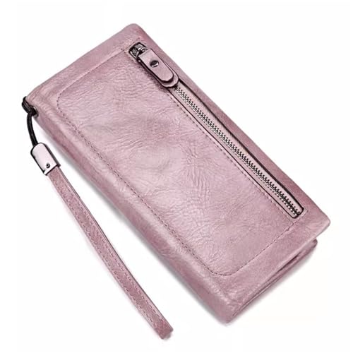 ONDIAN Lange Geldbörse Damen Geldbörse for Damen, lang, Vintage-Stil, mit Reißverschluss, Geldklammer, Clutch, Geldbörse Damen Geldbörse (Farbe : Rosa, Size : 20x10x4cm) von ONDIAN