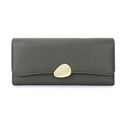 ONDIAN Lange Geldbörse Damen Ladies Purse Lychee Trifold Wallet Ladies Clutch Damen Geldbörse (Farbe : Grün, Size : 19.1x9.4x3.8cm) von ONDIAN