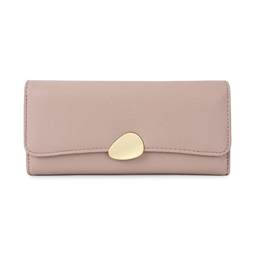 ONDIAN Lange Geldbörse Damen Ladies Purse Lychee Trifold Wallet Ladies Clutch Damen Geldbörse (Farbe : Khaki, Size : 19.1x9.4x3.8cm) von ONDIAN