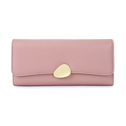 ONDIAN Lange Geldbörse Damen Ladies Purse Lychee Trifold Wallet Ladies Clutch Damen Geldbörse (Farbe : Rosa, Size : 19.1x9.4x3.8cm) von ONDIAN