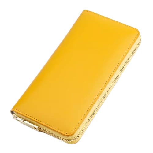 ONDIAN Lange Geldbörse Damen Lange Damen-Geldbörse aus Leder, Clutch-Stoff-Geldbörse aus Leder Damen Geldbörse (Farbe : Gelb, Size : 20x10x2.5cm) von ONDIAN