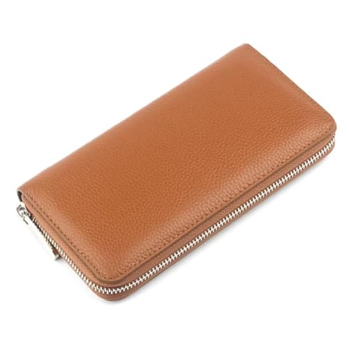 ONDIAN Lange Geldbörse Damen Lange Damen-Geldbörse aus Leder, Damen-Clutch-Geldbörse, Geldklammer Damen Geldbörse (Farbe : Braun, Size : 20x9x2.5cm) von ONDIAN