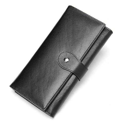 ONDIAN Lange Geldbörse Damen Lange Damen-Geldbörse mit Mehreren Kartenpositionen, RFID-Kartentasche, Leder-Clutch Damen Geldbörse (Farbe : Black, Size : 19.2x9.5x2.5cm) von ONDIAN