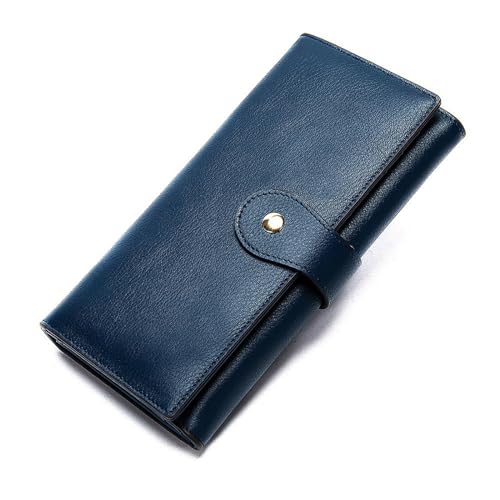 ONDIAN Lange Geldbörse Damen Lange Damen-Geldbörse mit Mehreren Kartenpositionen, RFID-Kartentasche, Leder-Clutch Damen Geldbörse (Farbe : Blau, Size : 19.2x9.5x2.5cm) von ONDIAN