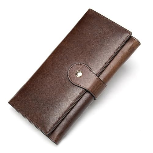 ONDIAN Lange Geldbörse Damen Lange Damen-Geldbörse mit Mehreren Kartenpositionen, RFID-Kartentasche, Leder-Clutch Damen Geldbörse (Farbe : Coffee, Size : 19.2x9.5x2.5cm) von ONDIAN