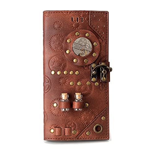 ONDIAN Lange Geldbörse Damen Lange Geldbörse for Damen im Steampunk-Stil, industrieller Vintage-Stil, Clutch-Geldbörse Damen Geldbörse von ONDIAN