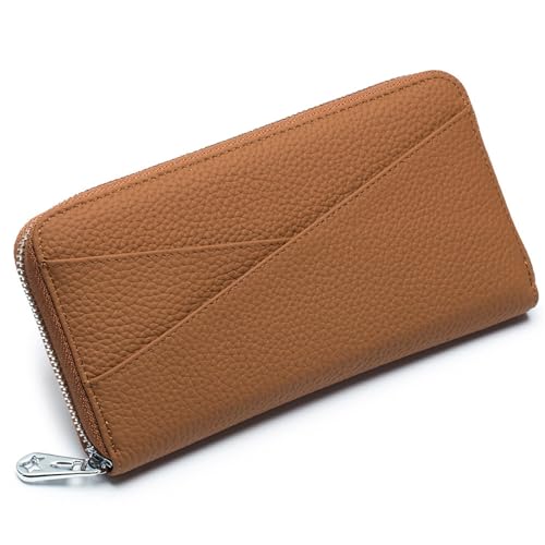 ONDIAN Lange Geldbörse Damen Leder Lange Geldbörse Damen Leder Orgel Kartentasche Clutch Bag Damen Geldbörse (Farbe : Braun, Size : 20x10.5x2.5cm) von ONDIAN