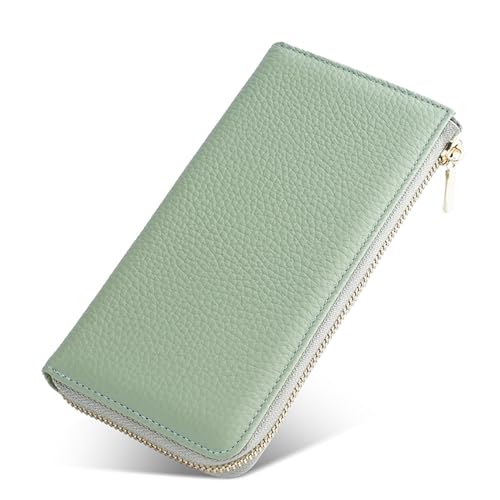 ONDIAN Lange Geldbörse Damen Leder-RFID-Anti-Diebstahl-Bürsten-Geldbörse for Damen, Lange Clutch-Geldbörse mit Sieben Reißverschlüssen Damen Geldbörse von ONDIAN