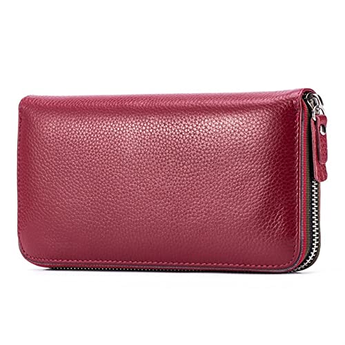 ONDIAN Lange Geldbörse Damen Ledergeldbörse Frauen RFID-geschützte Damengeldbörse Damen Geldbörse (Farbe : rot, Size : 20x10.5x2.5cm) von ONDIAN