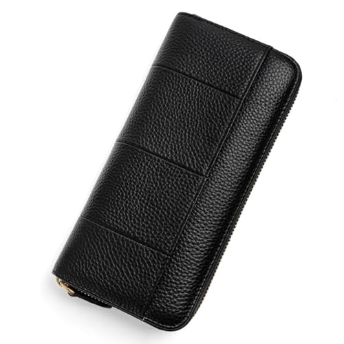 ONDIAN Lange Geldbörse Damen Ledergeldbörse RFID Langer Reißverschluss Damen Geldscheinklammer Orgelkartenwechsel Damen Geldbörse (Farbe : Black, Size : 20x10x3cm) von ONDIAN