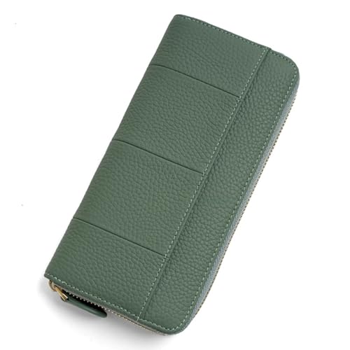 ONDIAN Lange Geldbörse Damen Ledergeldbörse RFID Langer Reißverschluss Damen Geldscheinklammer Orgelkartenwechsel Damen Geldbörse (Farbe : Grün, Size : 20x10x3cm) von ONDIAN