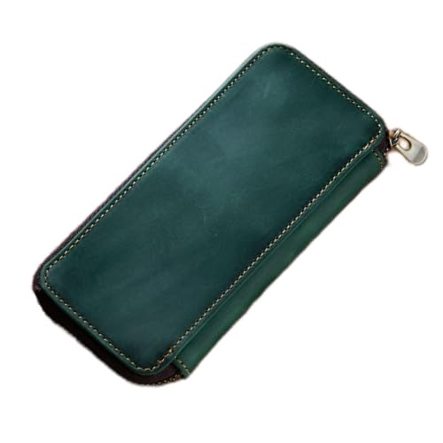 ONDIAN Leder Federmäppchen Aufbewahrungstasche for mehrere Stifte aus Leder mit Reißverschluss für Arbeit, Büro (Farbe : Dark Green, Size : 16.5x8cm) von ONDIAN