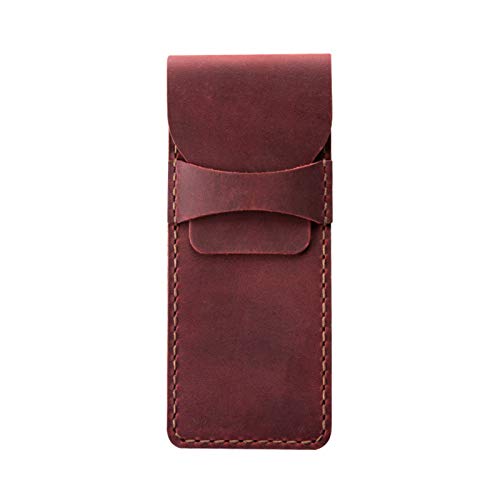 ONDIAN Leder Federmäppchen Doppeltes Stiftetui aus Leder mit Federmäppchenhalter Studenten Kinder (Farbe : Wine red, Size : 16x6.8cm) von ONDIAN