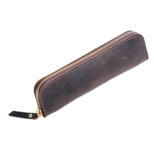 ONDIAN Leder Federmäppchen Einfache Leder-Stifttasche for Herren, tragbare Tasche mit Stiftschutz für Arbeit, Büro (Farbe : Coffee, Size : 20x5.5cm) von ONDIAN