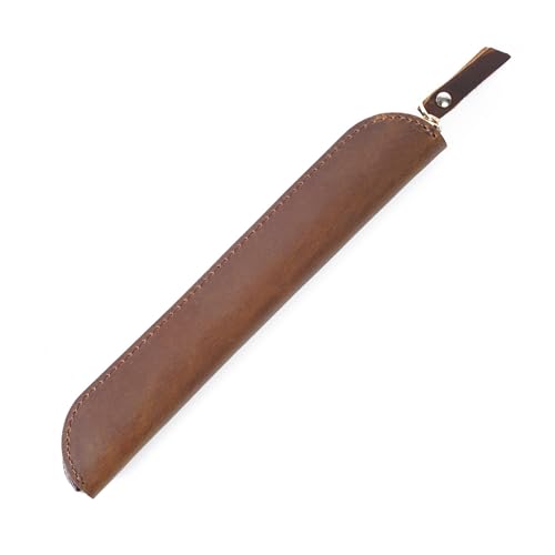 ONDIAN Leder Federmäppchen Einfaches Mini-Retro-Stiftetui aus Leder, kompaktes Stiftetui für Arbeit, Büro (Farbe : Braun, Size : 19.5x3cm) von ONDIAN