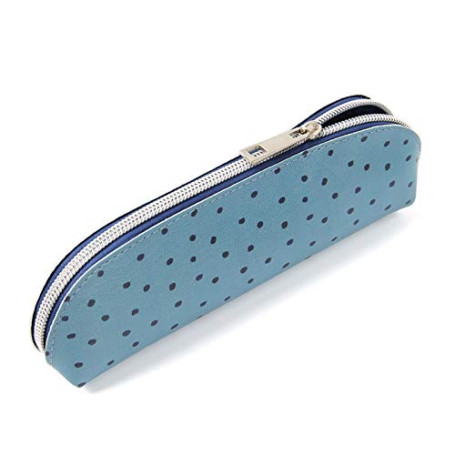 ONDIAN Leder Federmäppchen Federmäppchen aus PU-Leder mit Stifthalter und Reißverschluss Studenten Kinder (Farbe : Blue, Size : 20x6x4cm) von ONDIAN