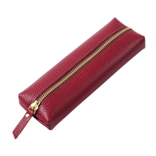 ONDIAN Leder Federmäppchen Kreative Leder-Stifttasche mit Reißverschluss, kleine Tasche for frisches Briefpapier für Arbeit, Büro (Farbe : Lila, Size : 20.5x6cm) von ONDIAN