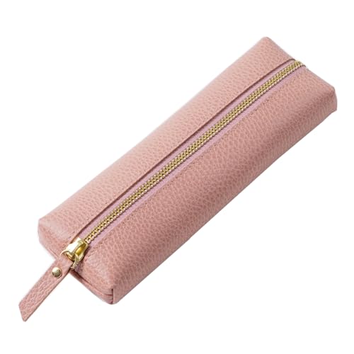 ONDIAN Leder Federmäppchen Kreative Leder-Stifttasche mit Reißverschluss, kleine Tasche for frisches Briefpapier für Arbeit, Büro (Farbe : Rosa, Size : 20.5x6cm) von ONDIAN