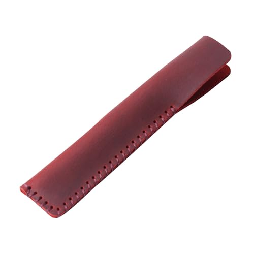 ONDIAN Leder Federmäppchen Leder-Stiftetui, Stiftetui, Vintage-Stift, kreativ für Arbeit, Büro (Farbe : Burgundy, Size : 16.5x4.5cm) von ONDIAN