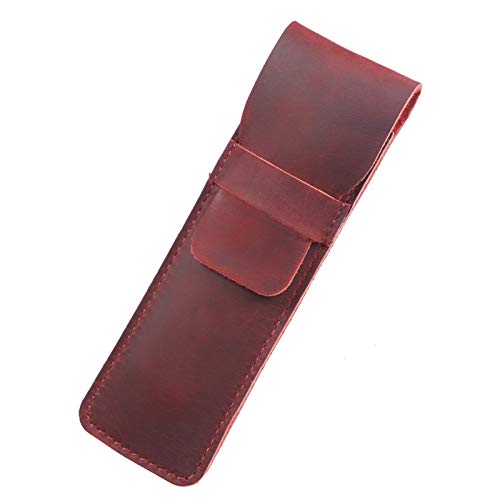 ONDIAN Leder Federmäppchen Leder-Stiftetui mit Ärmelhülle, Federmäppchen Studenten Kinder (Farbe : Wine red, Size : 165x70mm) von ONDIAN