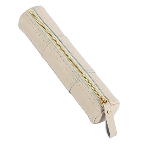 ONDIAN Leder Federmäppchen Lederetui for Stifte und Pinsel. Stiftehalter Studenten Kinder (Farbe : Beige, Size : 20.5x5.2cm) von ONDIAN