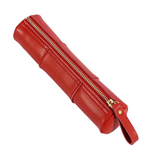 ONDIAN Leder Federmäppchen Lederetui for Stifte und Pinsel. Stiftehalter Studenten Kinder (Farbe : rot, Size : 20.5x5.2cm) von ONDIAN