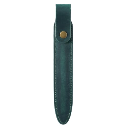 ONDIAN Leder Federmäppchen Stifthülle aus Leder mit Schnalle, schützende Stifthülle aus Leder für Arbeit, Büro (Farbe : Dark Green, Size : 17.5x2.7cm) von ONDIAN