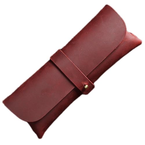 ONDIAN Leder Federmäppchen Vintage Stifteetui Schlichtes Briefpapieretui aus Leder für Arbeit, Büro (Farbe : Burgundy, Size : 21x8cm) von ONDIAN