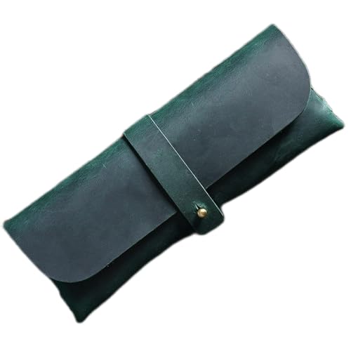 ONDIAN Leder Federmäppchen Vintage Stifteetui Schlichtes Briefpapieretui aus Leder für Arbeit, Büro (Farbe : Dark Green, Size : 21x8cm) von ONDIAN