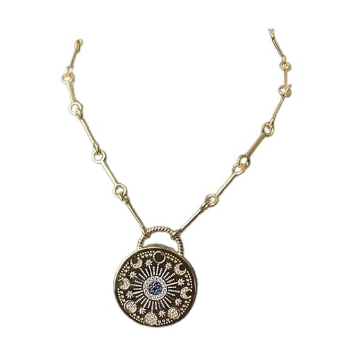 ONDIAN Mode runde Anhänger Halsketten Farbe Kristall Mond Stern Halskette Schmuck für Frauen - Farbe von ONDIAN