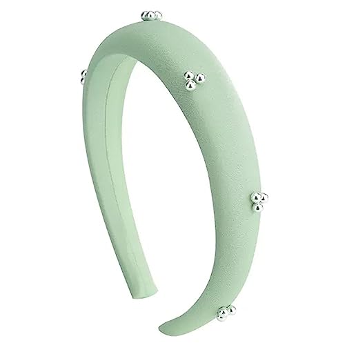 Haarreifen für Damen Perlen-Satin-Schwamm-Haarband, einfaches Druck-Haar-Stirnband Stirnbänder (Farbe : Grün, Size : 14.5x14.5cm) von ONDIAN