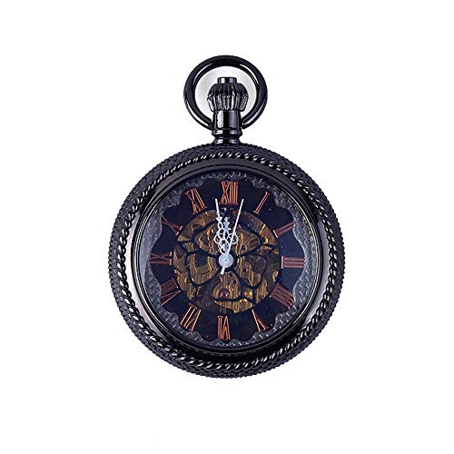 ONDIAN Taschenuhr Taschenuhr Flip Vintage Klassisch Mechanische Taschenuhr für Männer Frauen, schwarz, Einheitsgröße von ONDIAN