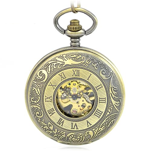 ONDIAN Taschenuhr Vintage Antike mechanische Taschenuhr Vintage-Uhr für Männer Frauen (Farbe : Bronze, Size : 37.5cm) von ONDIAN