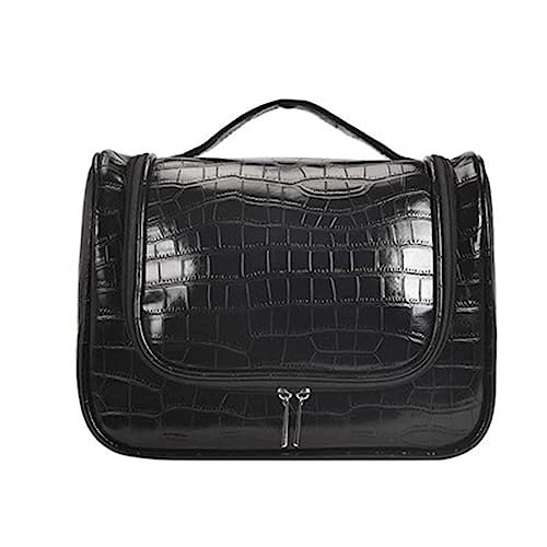 Schminktasche Damen-Kosmetiktasche, tragbare Kosmetiktasche für Frauen Mädchen (Farbe : Black, Size : 17x10x23cm) von ONDIAN