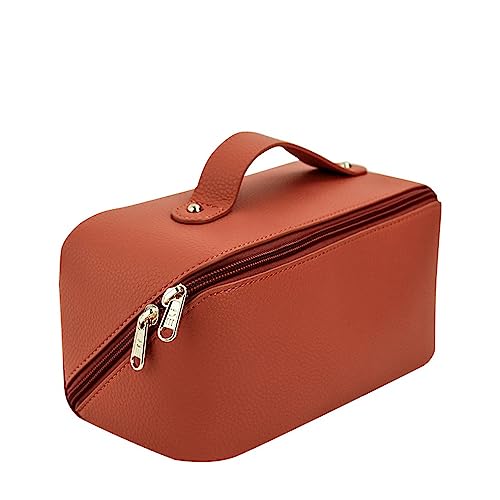 Schminktasche Damen-Waschraum-Organizer-Tasche, tragbare Kosmetiktasche für Frauen Mädchen (Farbe : Orange, Size : 11x23.5x11cm) von ONDIAN