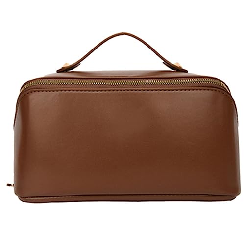 Schminktasche Tragbare Reisewasch-Aufbewahrungstasche, Kosmetiktasche für Frauen Mädchen (Farbe : Braun, Size : 25x12x13cm) von ONDIAN